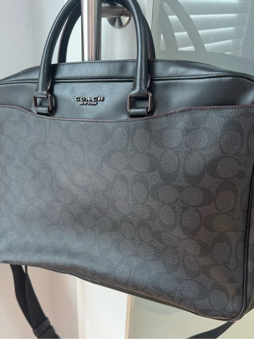 Coach Gray and Black Signature Briefcase Laptop Bag